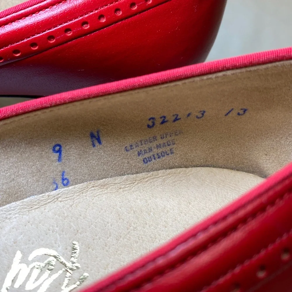 Vintage Johansen Ray Shinger Red Leather Pumps Women's Size 9 Narrow USA